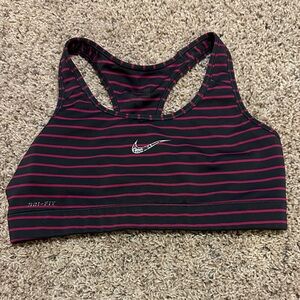 Nike Women’s Racerback Sports Bra - Black & Pink Stripes